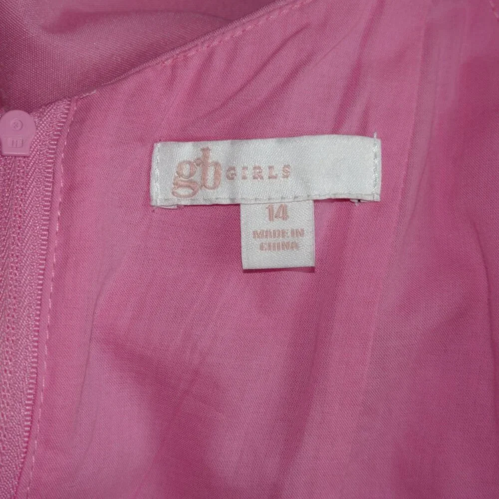 Girls Size 14 GB Girls Pink Puff-Sleeve Empire Waist Dress, Like New - Picture 10 of 10